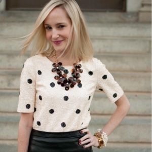 J Crew Sequined Polka Dot Blouse
